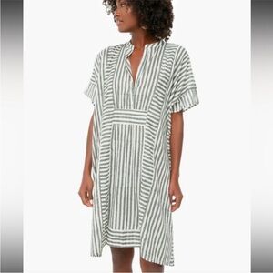 Emerson Fry India Collection Short Caftan – Moss Stripe Organic Cotton OS